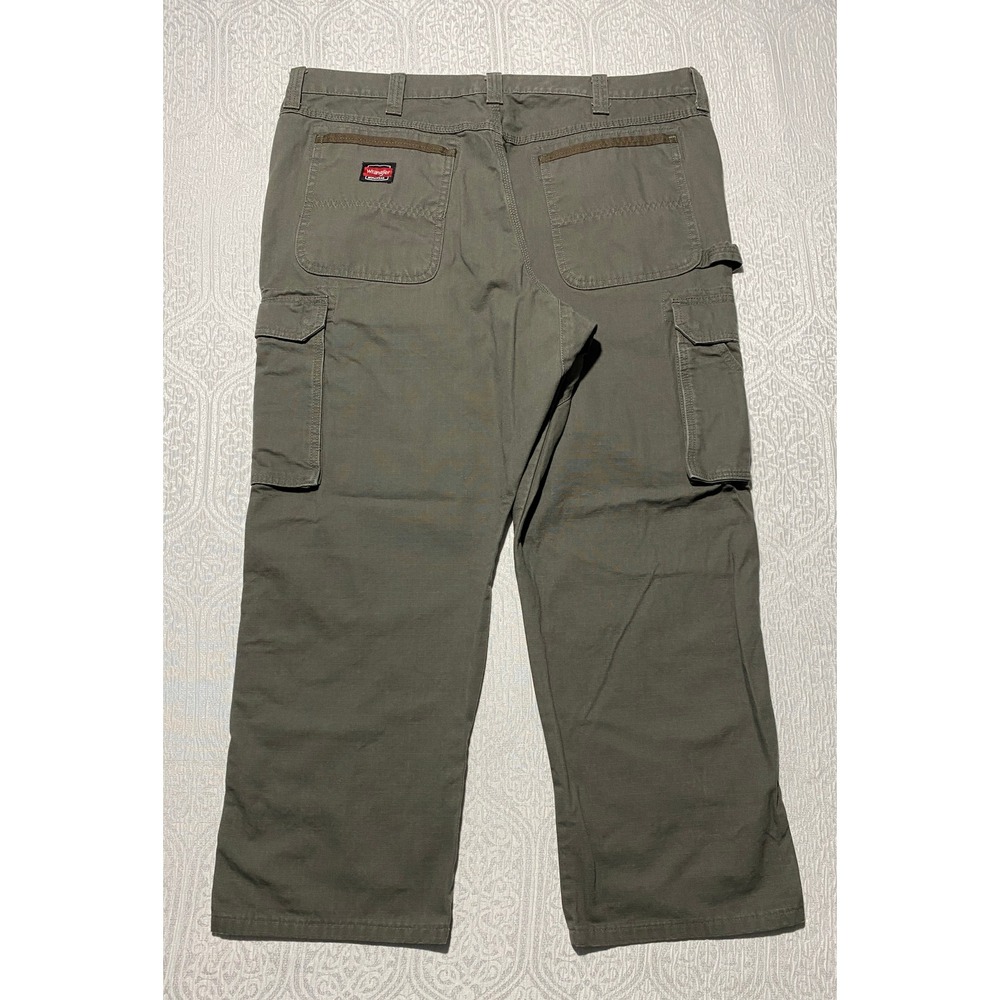 Wrangler Workwear Mens Olive Green Ripstop Cargo Pants Relaxed Fit 40x28 Utility
